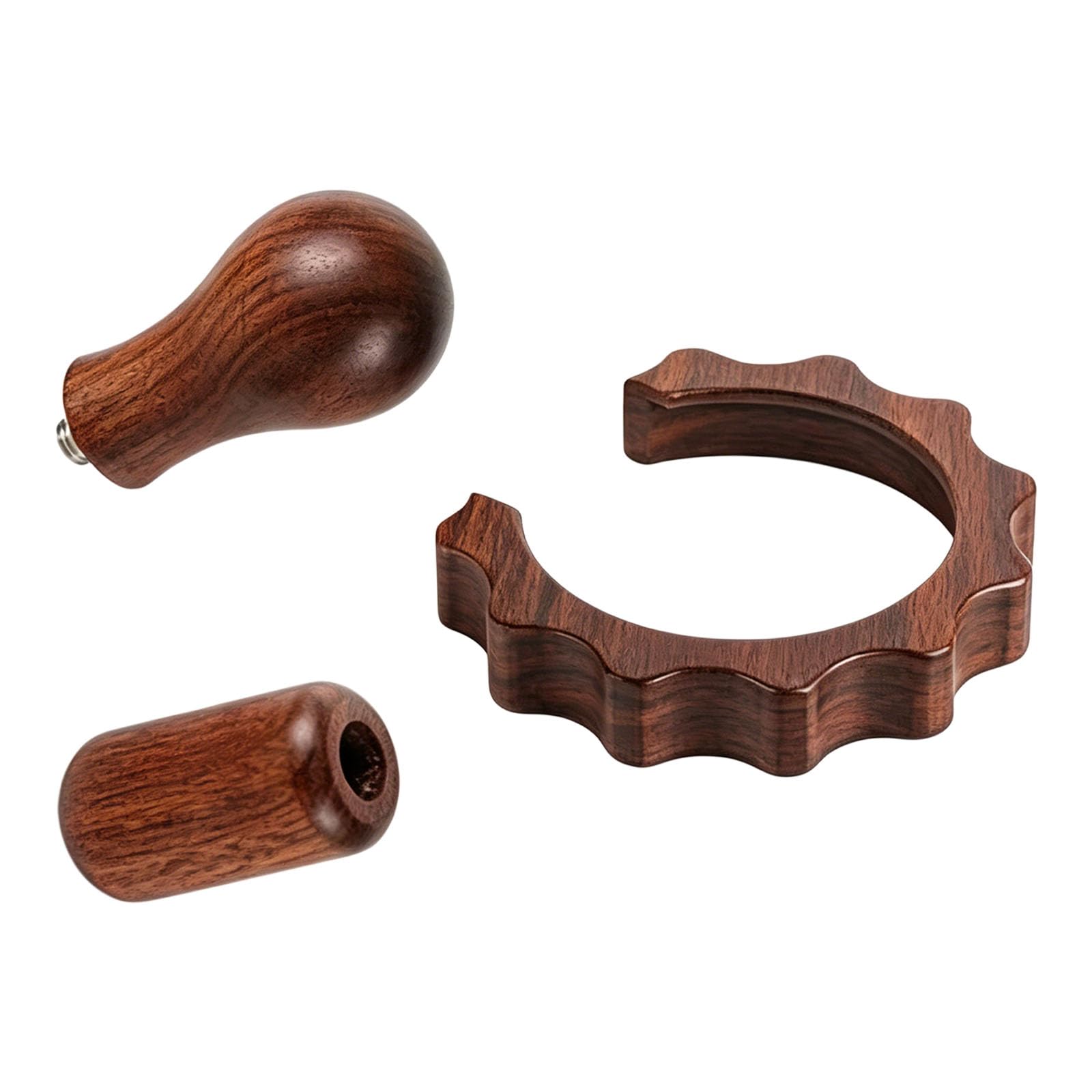 Xinsheinelry 3PCS Walnuts Wood Accessories Set for Espresso Machine with Rings and Handle Professional Coffee Upgrades