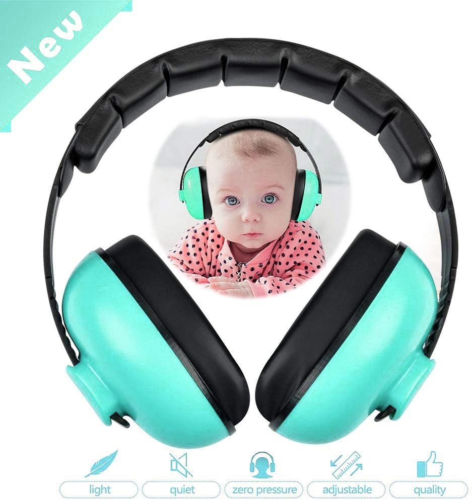 HOODO Baby Ear Protection Earmuffs Noise Cancelling Headphones Hearing Protection Noise Reduction Earmuffs for 0-3 Years Kids Infants(Mint Green)