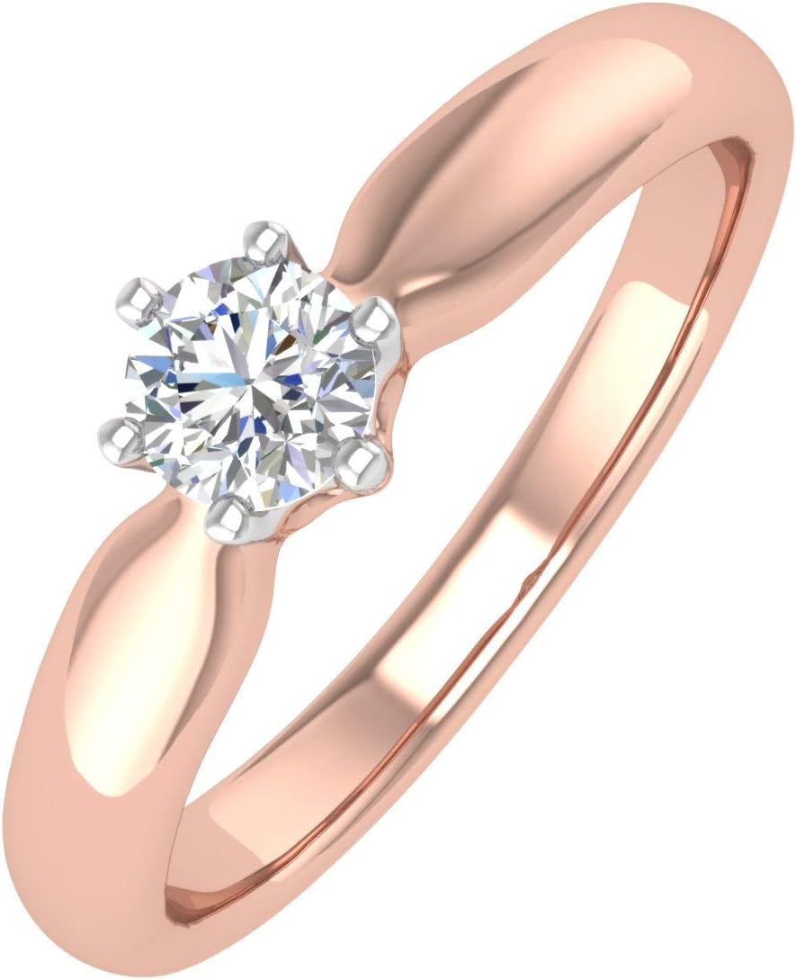 1/5 Carat 6-Prong Set Diamond Solitaire Engagement Ring Band in 10K Gold