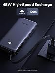 UGREEN 20000mAh 45W USB-C Banque de puissance avec câble intégré, PD 3.0 et PPS Chargeur portable rapide, LED Affichage compatible avec Galaxy S25 S24 Ultra/Tab, iPhone 17 16 15, iPad Pro, MacBook Air