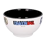 Elbenwald Cuenco para desayuno de Dragon Ball - Cuenco de cereales con iconos de Bola de cristal Kame Kanji Símbolo y Logo Capsule Corp - 600 ml - 8 cm de altura - Ø 13 cm - Cerámica - Negro