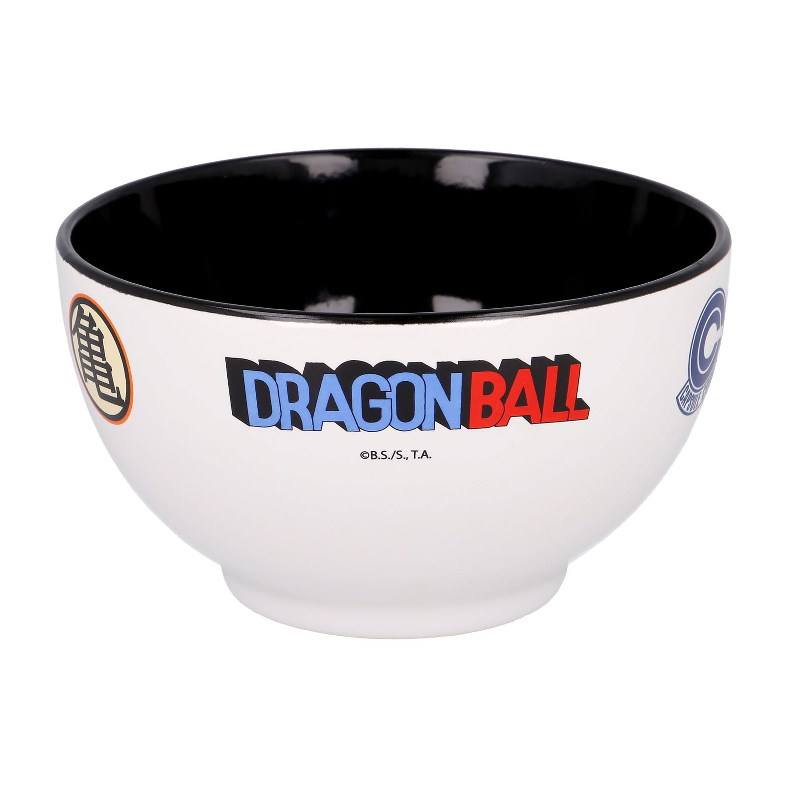 Elbenwald Dragon Ball Bol à céréales Kame Kanji Capsule Corp 600 ml 13 cm Céramique Blanc Noir