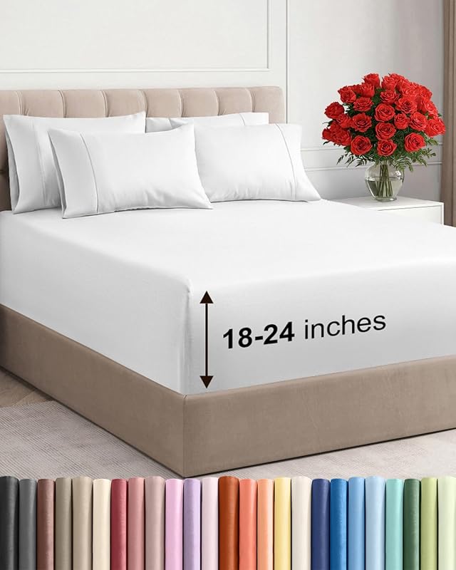 CGK Extra Deep King Sheet Set - 6pc Cooling Sheets - White