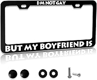 Vista 8 de Divertido marco de matrícula de metal de aluminio con texto de humor y orgullo gay con bandera de arco iris - I'm So Gay, I Can't Even Drive