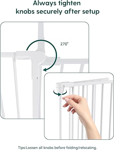 Miniatura 3 de Extensión de puerta de bebé para valla de hierro extra ancha Babelio, color blanco