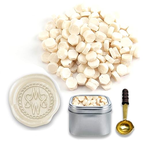 Cuentas de cera de sellado de alta calidad, 2 onzas, en lata con cuchara de fusión, color rojo