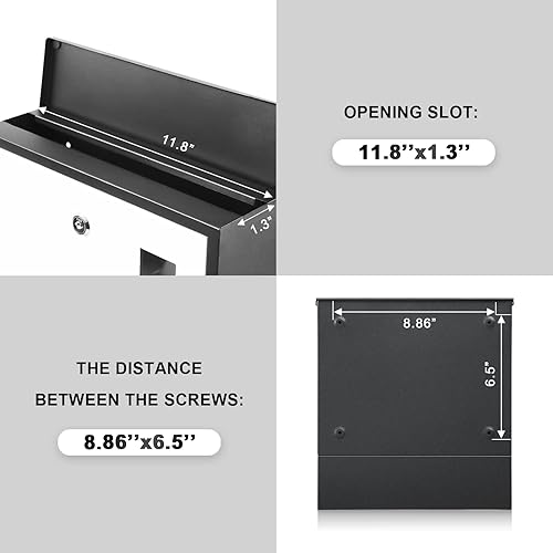 Miniatura 4 de xydled Buzones de correo con cerradura de llave buzón de seguridad de gran capacidad para montar en la pared buzón de metal con cubierta de acero