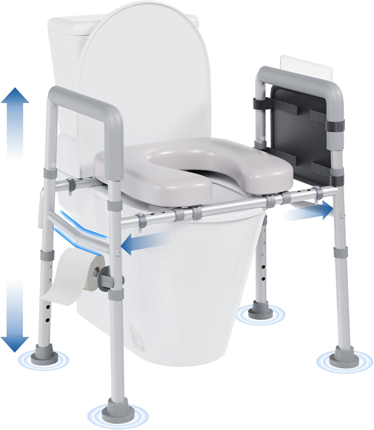 Raised Toilet Seat with Handles, Toilet Seat Riser for SeniorsAdjustable Height & Width, 400lb Raised Toilet Seat with Handles for Elderly, Handicap, Elevated, Pregnant, Fit Any Toilet 400 Pound