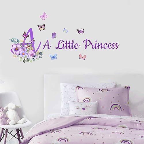 Miniatura 133 de Adhesivo decorativo para pared, diseño de luna morada, flores, mariposa, nubes, para decoración de dormitorio, sala de estar