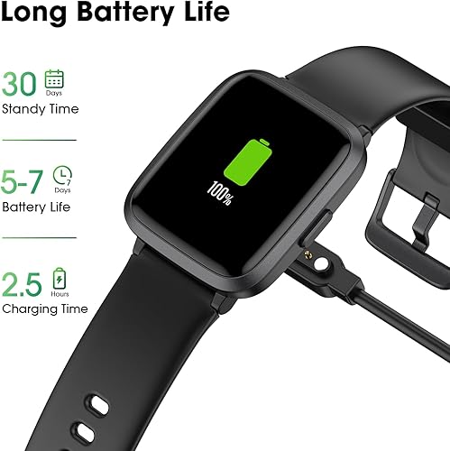 Miniatura 6 de POIUZET Monitor de actividad física, reloj de fitness con monitor de frecuencia cardíaca, contador de pasos, monitor de sueño, seguimiento de