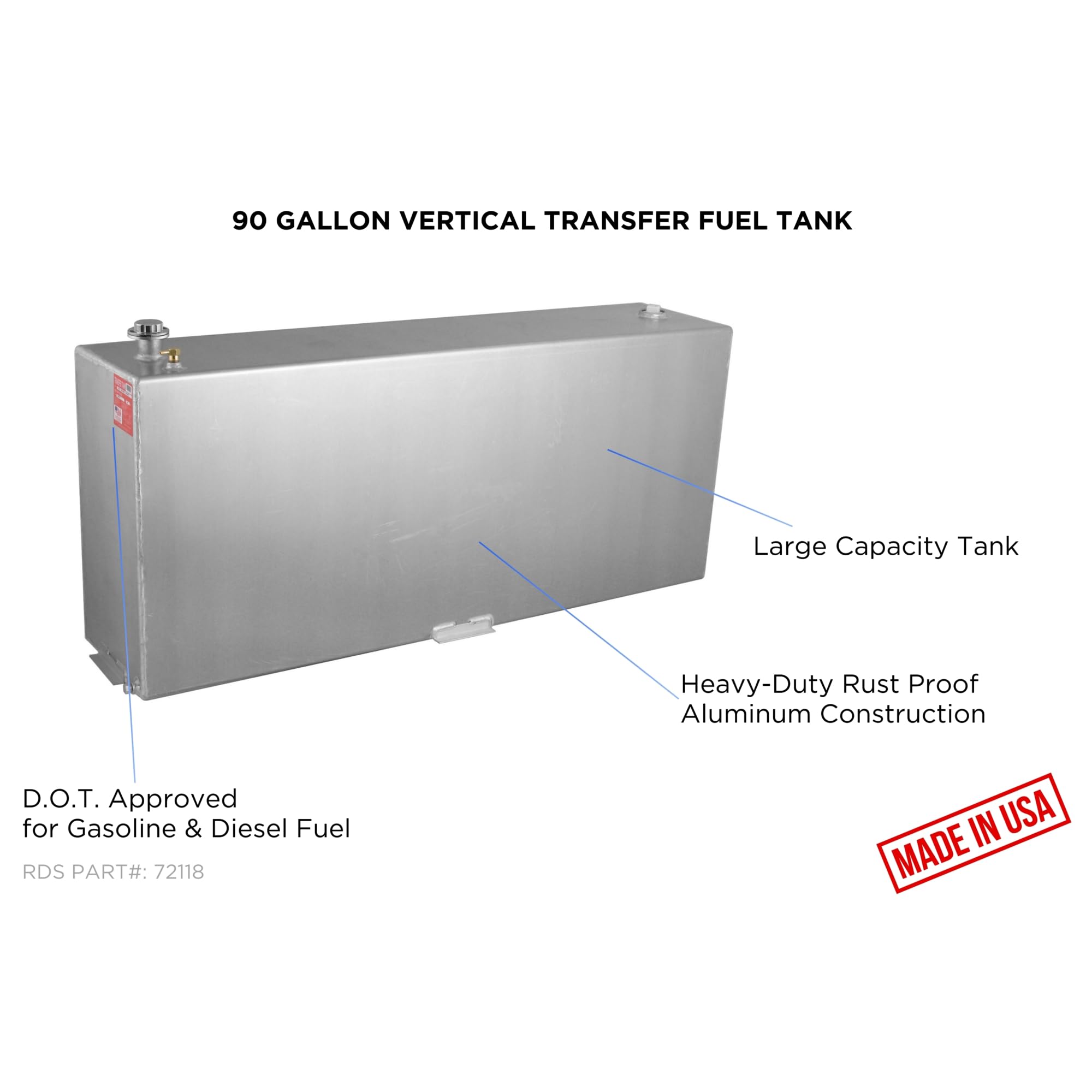 RDS MFG INC 72118 Vertical Transfer Fuel Tank - 90 Gallon Capacity