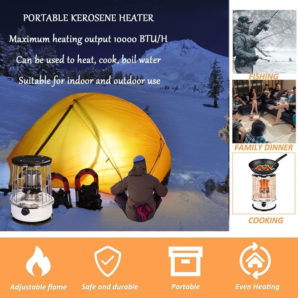 Portable Kerosene Stove Heater with Wicks,Le Kerosene Stove Burner 6.0 L Capacity, Non Electric Camping Heaters/One Color/33X33X46Cm (One Color 33X33X46Cm)