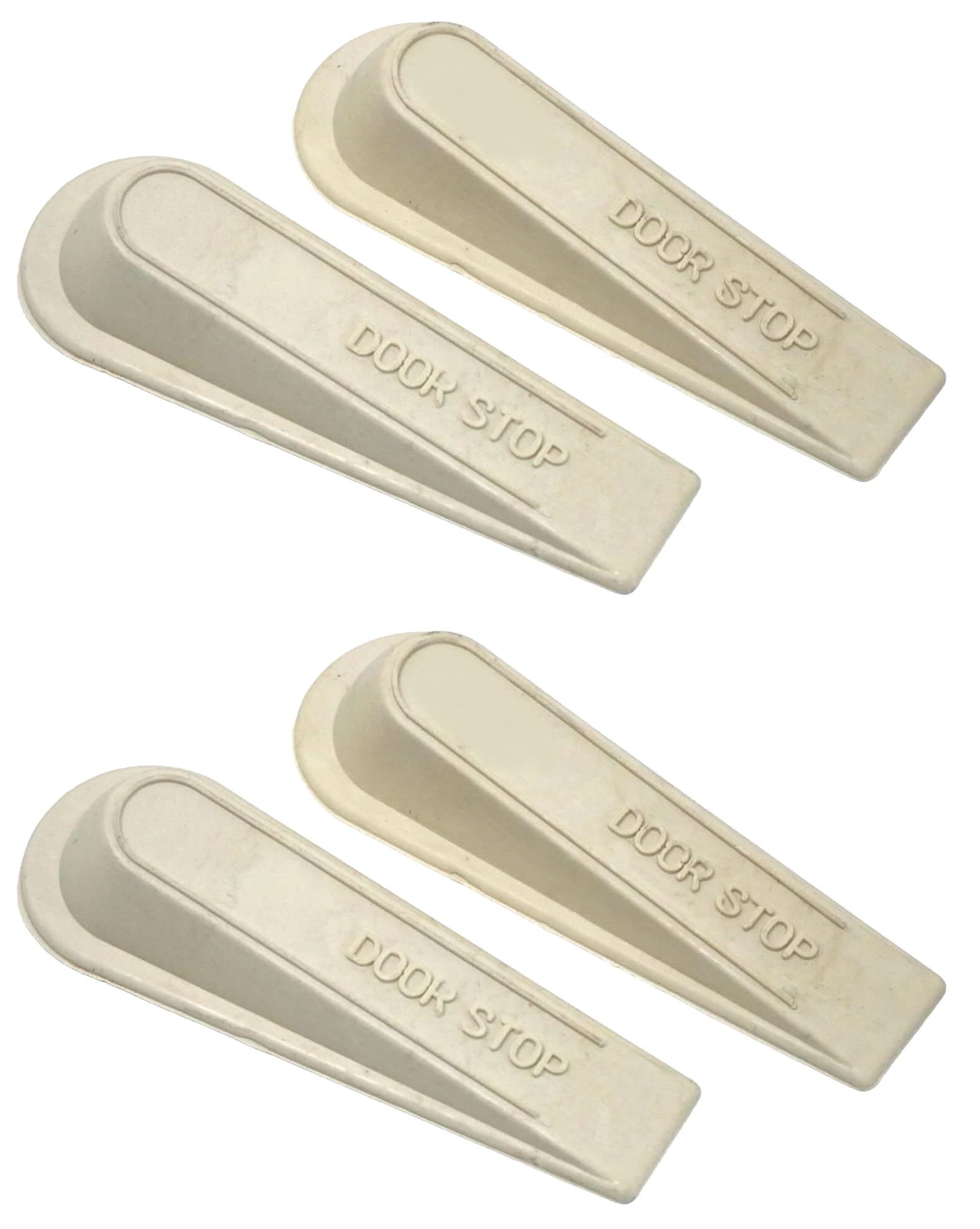 Fixte Cream Door Wedge Black Rubber Heavy Duty Stop Large Strong Stopper Jam Jammer Non Slip (Pack Of 4)