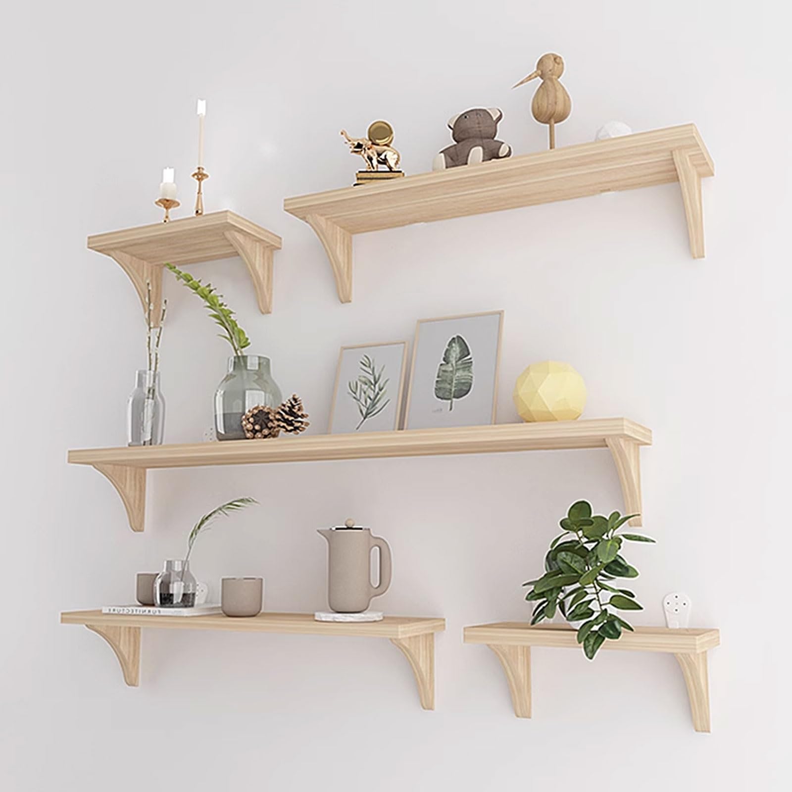 Amazon｜壁掛け棚 奥行き15cm 壁美人 棚 ウォールステッカー 木 壁用棚