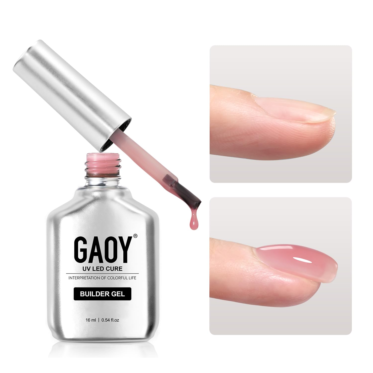 GAOY Builder Gel for Nails, 16ml Nail Strengthener in a Bottle, Nail Extension Hard Gel, Soak Off Long Lasting UV Light Cure, 1963 Berry Pink, Base Coat Top Coat Needed