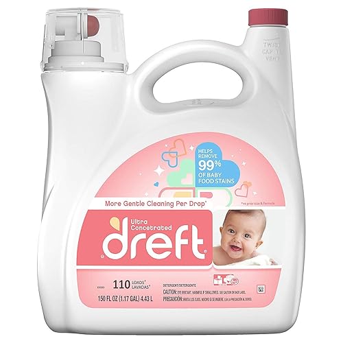 Dreft Detergente líquido ultra concentrado para ropa, 150 onzas líquidas