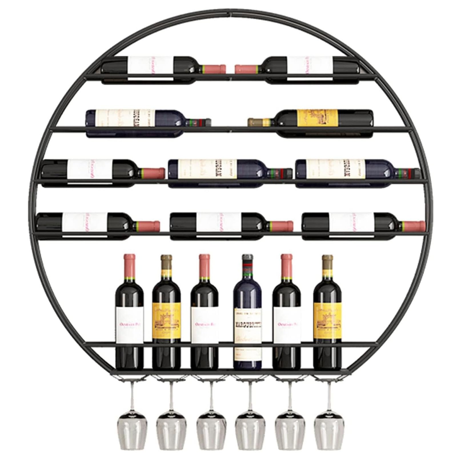 Étagère de rangement flottante pour 16 bouteilles avec support métal