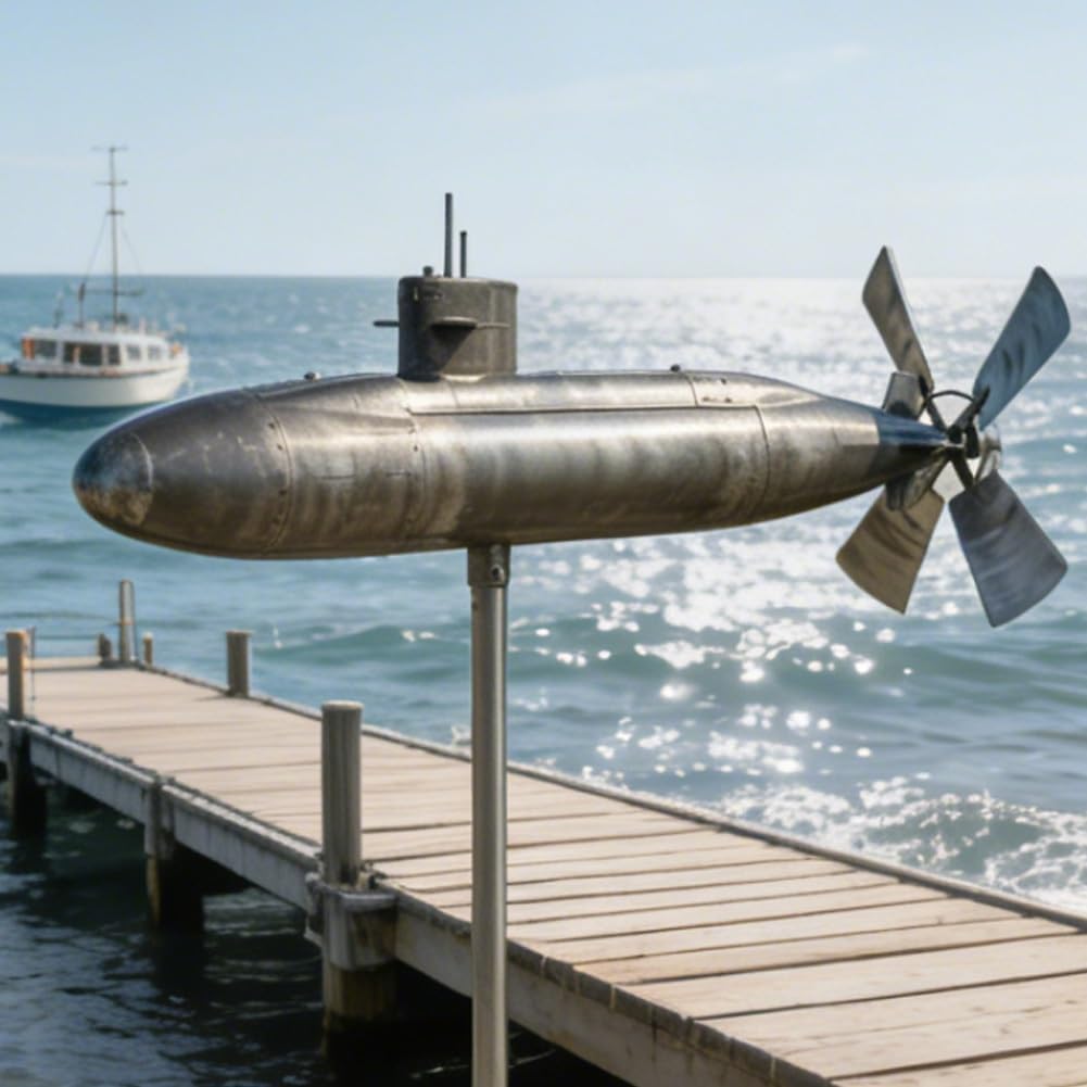 Molinillo de viento submarino, decoración de jardín al aire libre, giratorio submarino con cuchillas giratorias, escultura de viento de arte en movimiento para patio, molino de viento de hélice