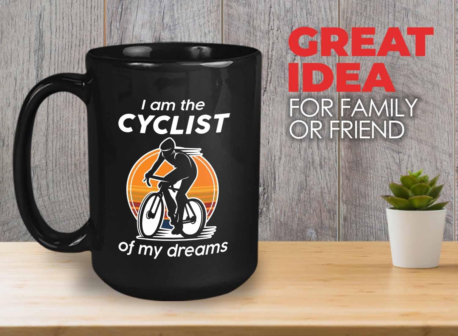Biker Coffee Mug 15oz Black - Cyclist of My Dream - Biker Ride Touring Bicycle Rider Lovers Bike Chain Enthusiast Lover Roadbike Husband Father Cycling