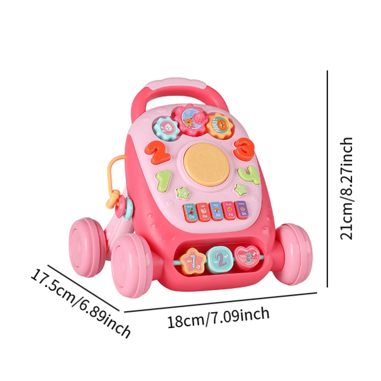 Giocattolo per Neonati da Spingere, Giocattolo Musicale con Ruote, Regalo di Compleanno, Rosa