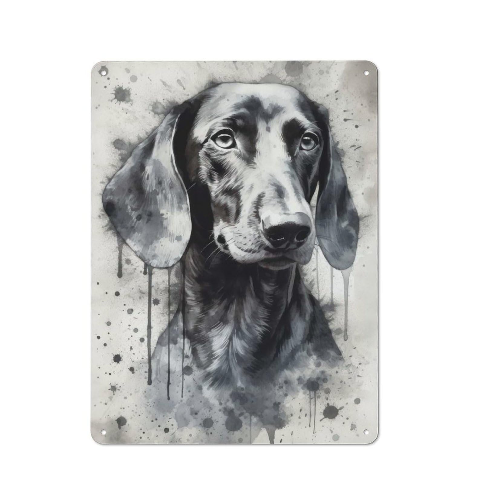 Junmoney Dachshund Dog Watercolor Vintage Tin Sign 40X30cm With For Studio Or Craft Room, For Garage, Workshop And Man Cave Decoration