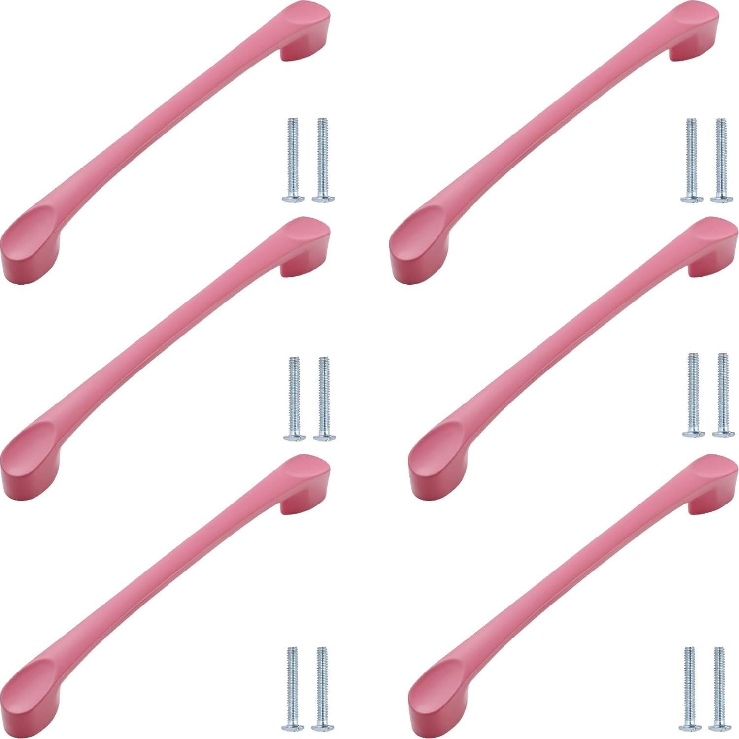 Tnbccxn Pink 96Mm Cabinet Handles, Cabinet Handles,6 Pack Wardrobe Knobs Cabinet Door Knobs Colored(Pink 96Mm)