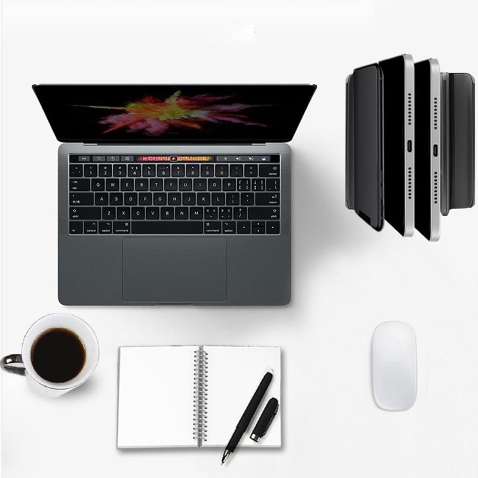 Supporto verticale in alluminio salvaspazio per computer portatili e tablet, larghezza regolabile, design antiscivolo, compatibilità di raffreddamento