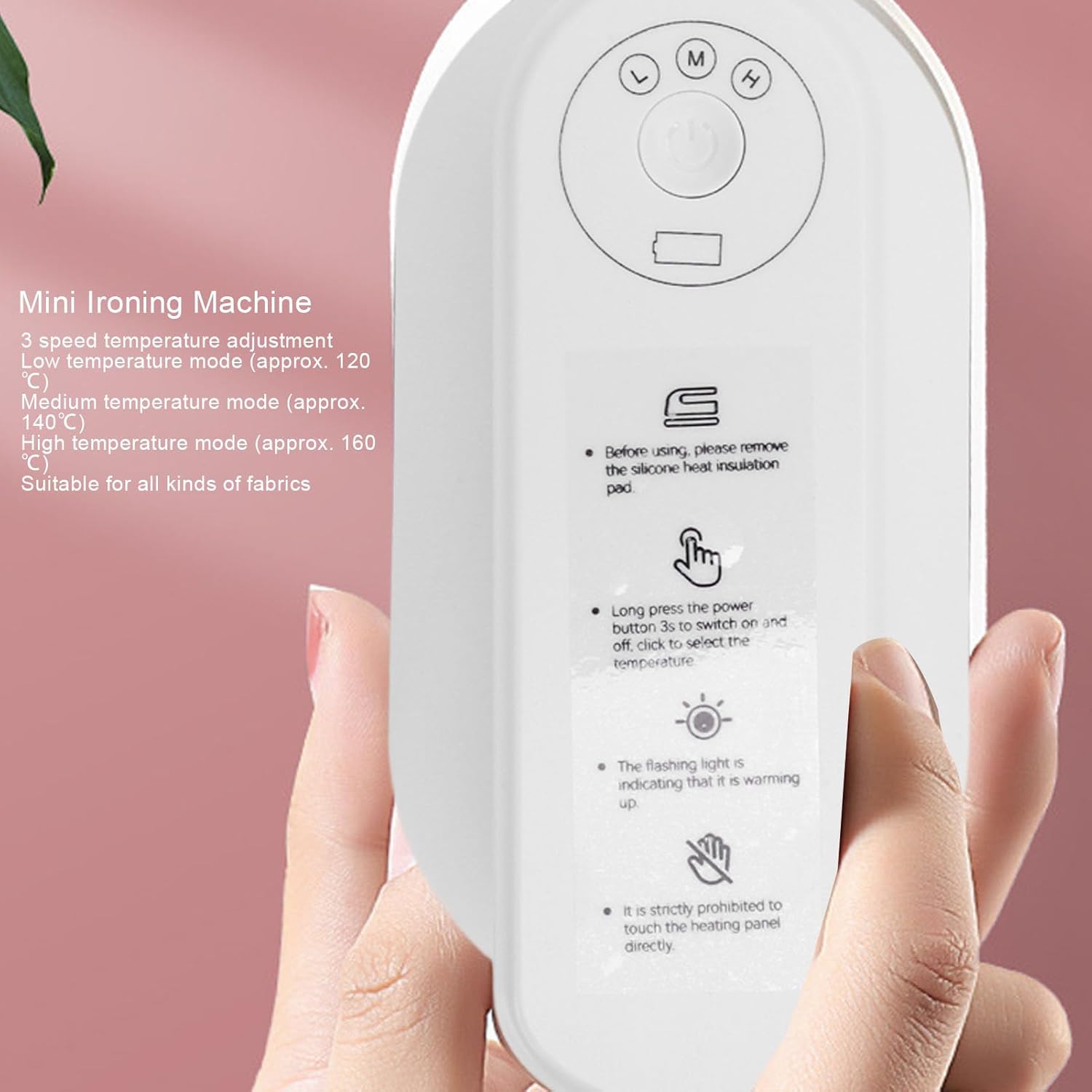 Mini Ironing Machine, Dry Wet Handheld Rechargeable Iron, 30s Fast Heating, 3 Temperature Modes, Portable Heat Press Machine with Base, for Home, Dormitory, Travel