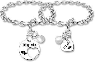 Sister Matching bracelets for 2 Sister Gifts from Sister Gifts for Big Sister Little Sister Chain Bracelet for 2 Big Sis Lil Sis Bestie Birthday Gifts for Sister Wedding Gifts for Best Friends BFF