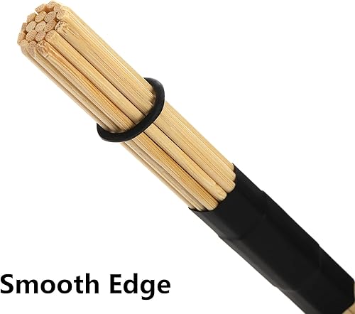 Miniatura 3 de YOUEON 3 pares de baquetas de bambú de 16 pulgadas, construidas con 19 tacos de bambú, cepillos de tambor, varillas de tambor 5A para jazz, banda de