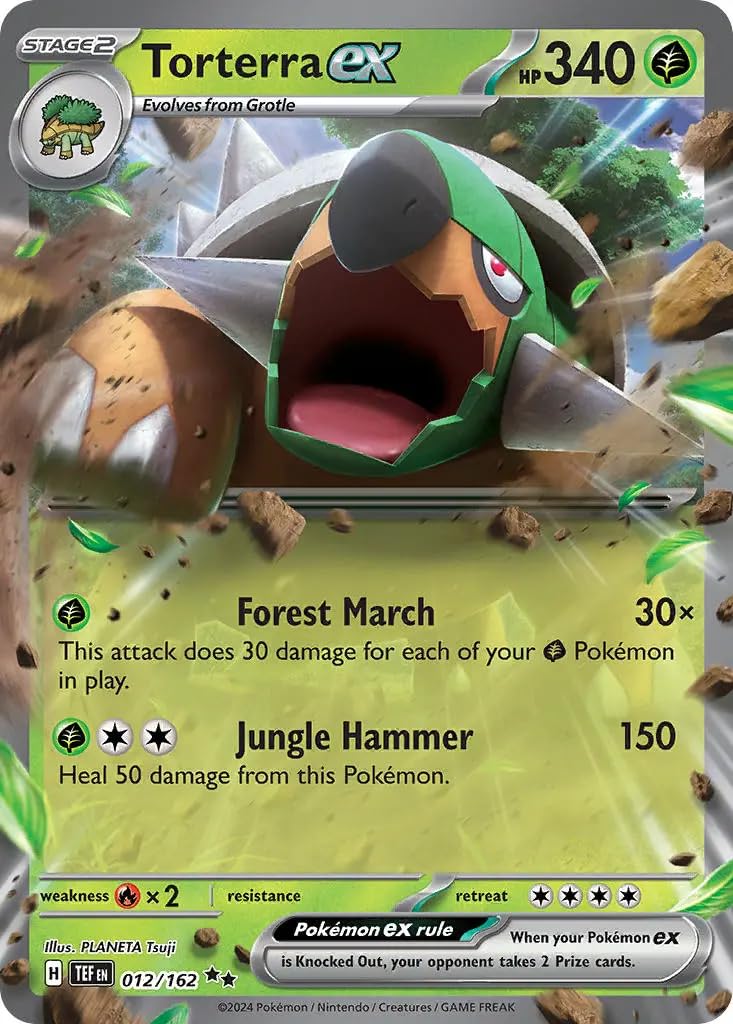 Torterra ex 012/162 Double Rare Pokemon Card | Temporal Forces Set | Scarlet & Violet Series | Titan Authenticated