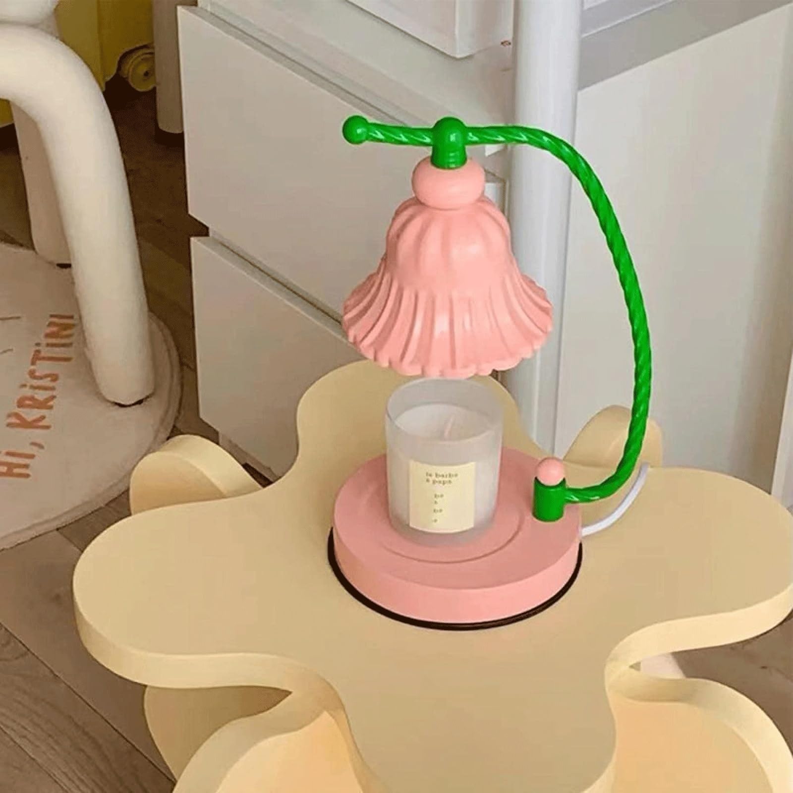 Lampada calda a forma di giglio, romantica lampada da scrivania per aromaterapia, tempo di regolazione regolabile, con 2 lampadine, un regalo per ragazze, donne e madri (senza cera) (versione