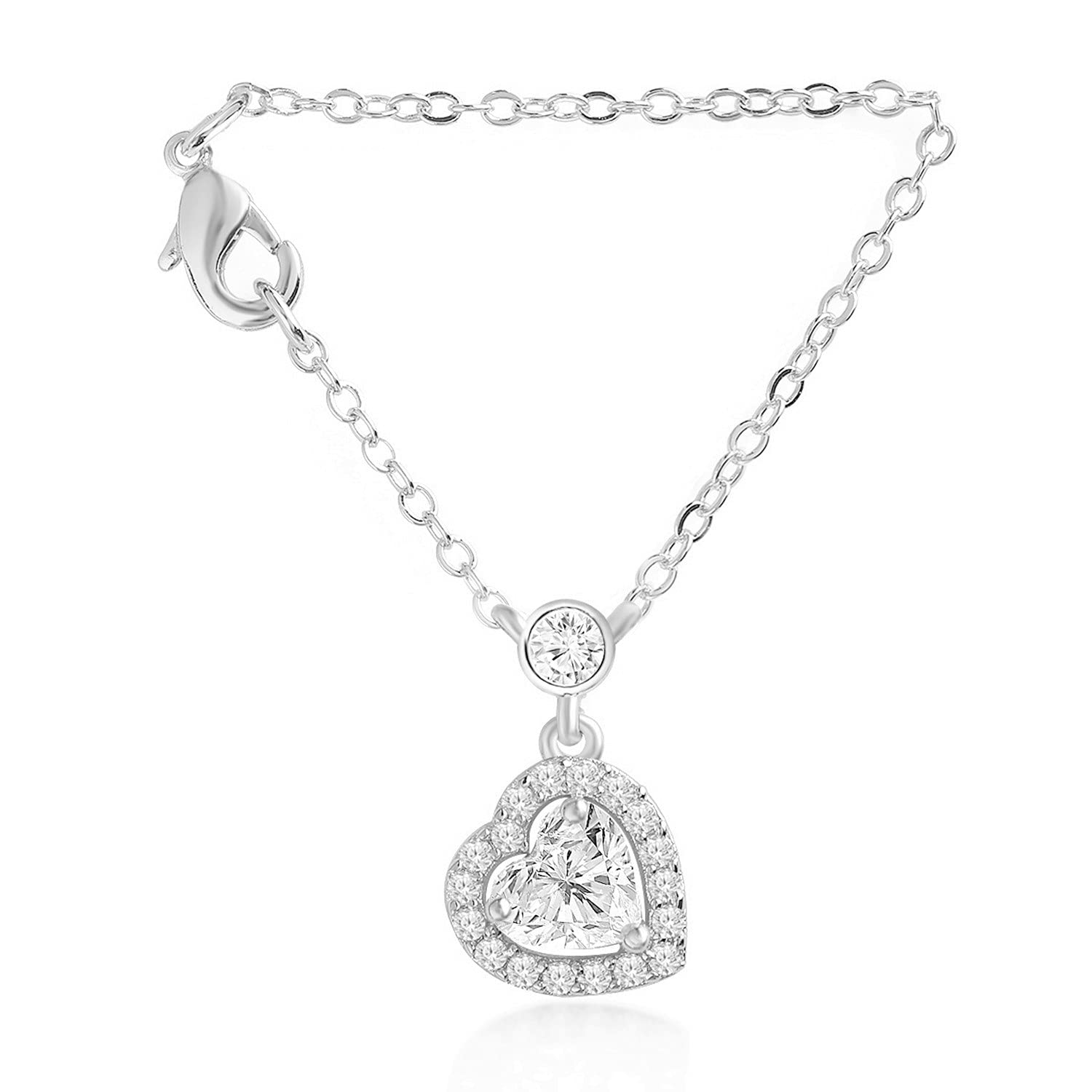 MINUTIAE Silver Plated Heart Love Cut Cubic Zirconia Diamond Adjustable Bracelet/Watch Charm Valentine Gift for Women & Girls Jewellery for Gift (Only Bracelet) (B08ZDLZ4RC) Amazon Price History, Amazon Price Tracker