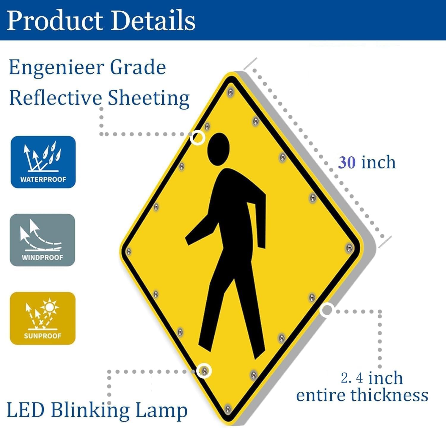 Amazon.co.jp: ソーラー点滅LED横断歩道標識、アルミ道路交通