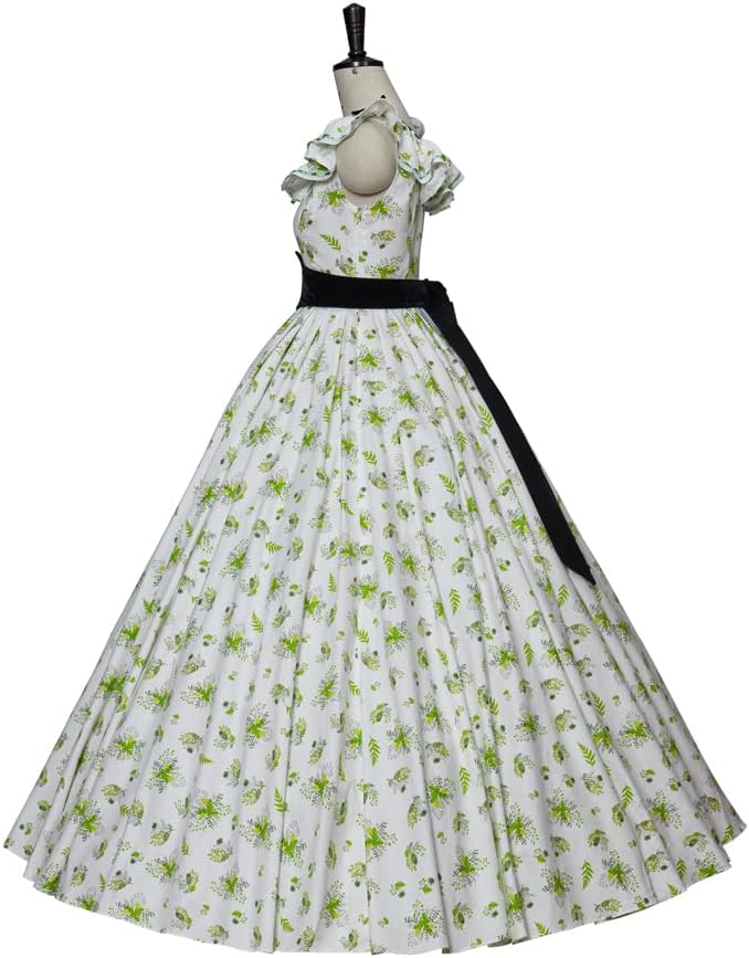 LoliMiss Gone with The Wind Scarlett Cosplay Costume Cute Green Floral Southern Dress Gown