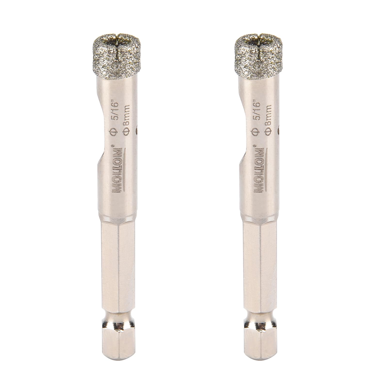 MOLLOM 5/16" (8mm) 2Pcs Diamond Hole Saw Cutting for Porcelain Tiles,Glass,Ceramic,Marble,Fiberglass,etc