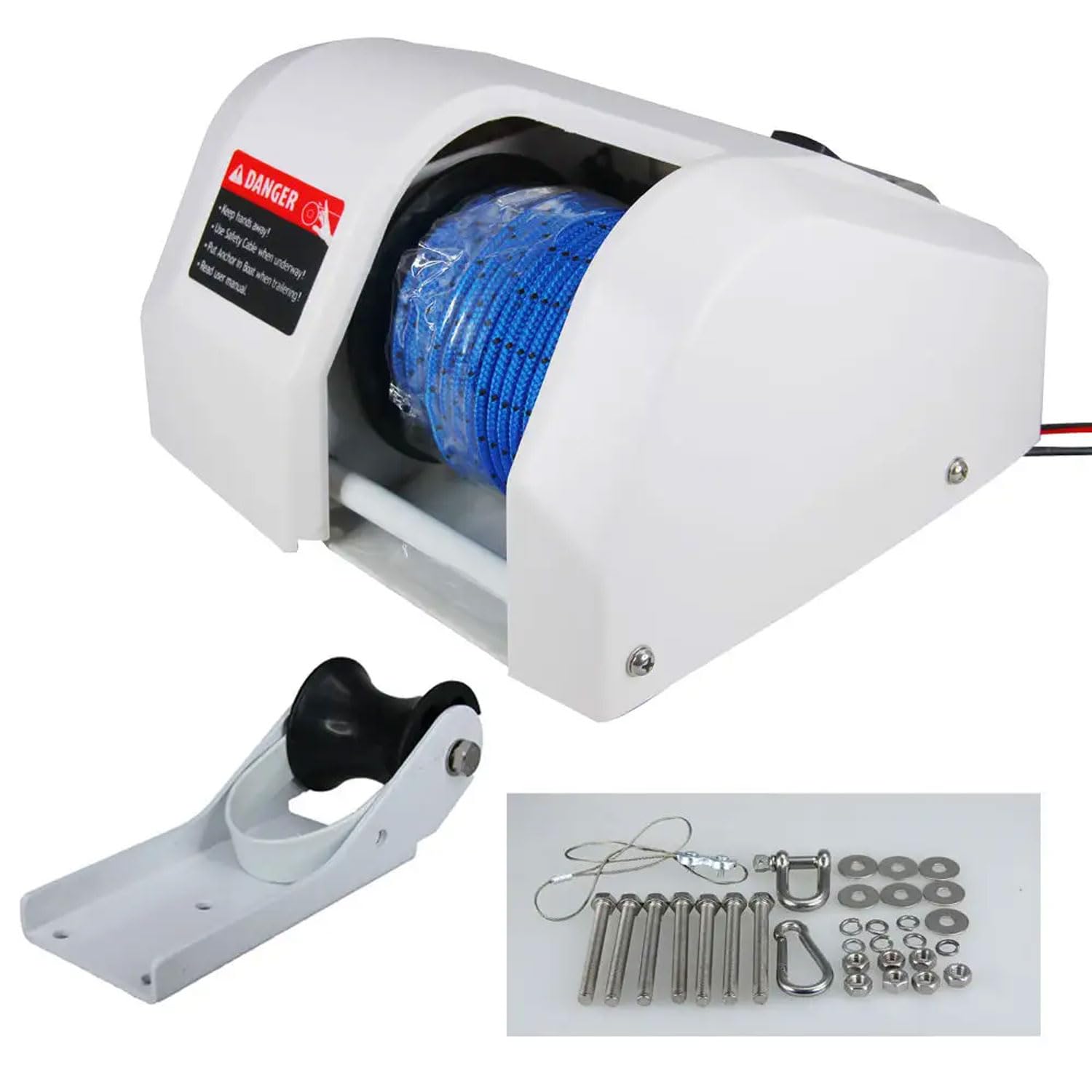 Verricello elettrico di ancoraggio da 20,4 kg, kit salpa ancora barca in acqua salata da 12 V con telecomando, con corda di ancoraggio pre-avvolta da 30,5 m, per yacht