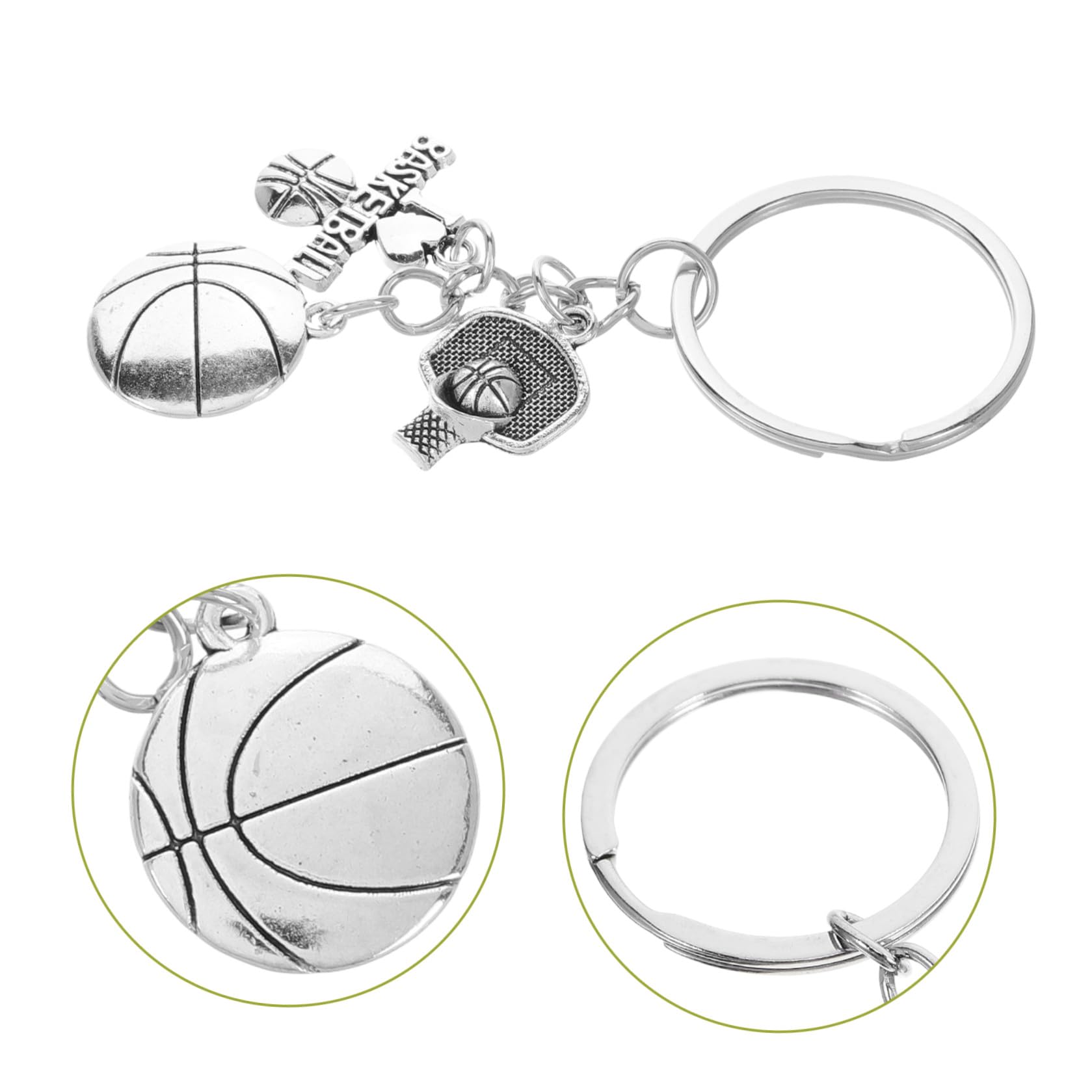 Healeved Portachiavi Basket in Lega di Zinco Argento Design Creativo e Finitura Lucida, Accessorio Elegante per Regali di Laurea e Appassionati di Basket