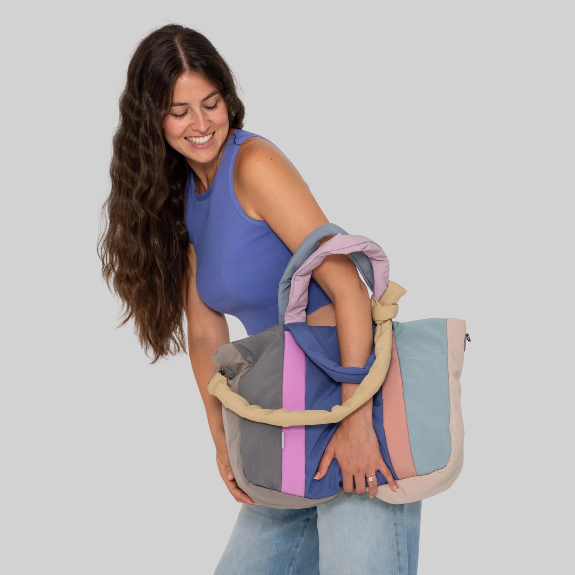 Fritzi Tonnje Shopper Limited Multi Damen große Nylon Shopper Schultertasche Handtasche Einkaufstasche mit Druckknopf Bunt Mehrfarbig für Alltag Arbeit Shopping Reisen 21 L Mehrfarbig