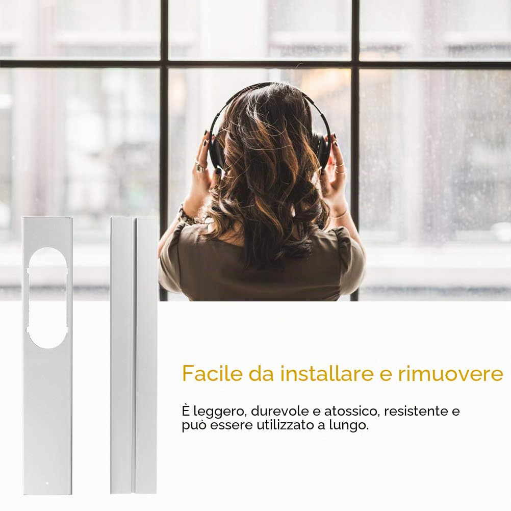Kit per finestra condizionatore d'aria, guarnizione universale portatile allungata e regolabile, 110 cm, per tubo di scarico 14 cm
