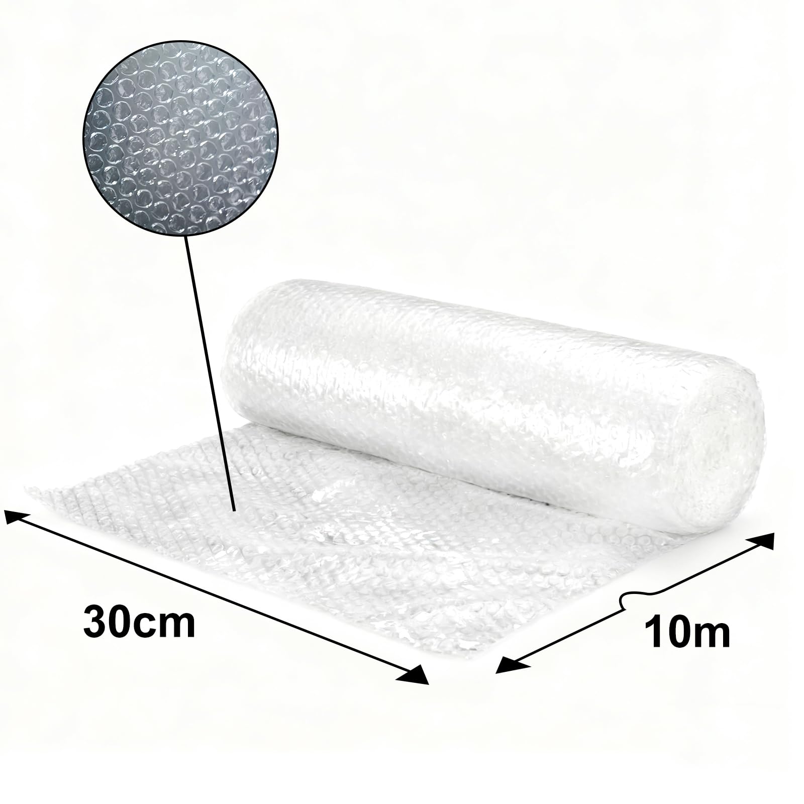 Luftpolsterfolie Rolle 10m x 30cm Verpackungsfolie, Ideal für Versand, Verpackung, Umzugspapier Für Geschirr, Moving Pappkarton Bubble Wrap, Umzugskartons Stabil, Karton Füllmaterial 2 rolls