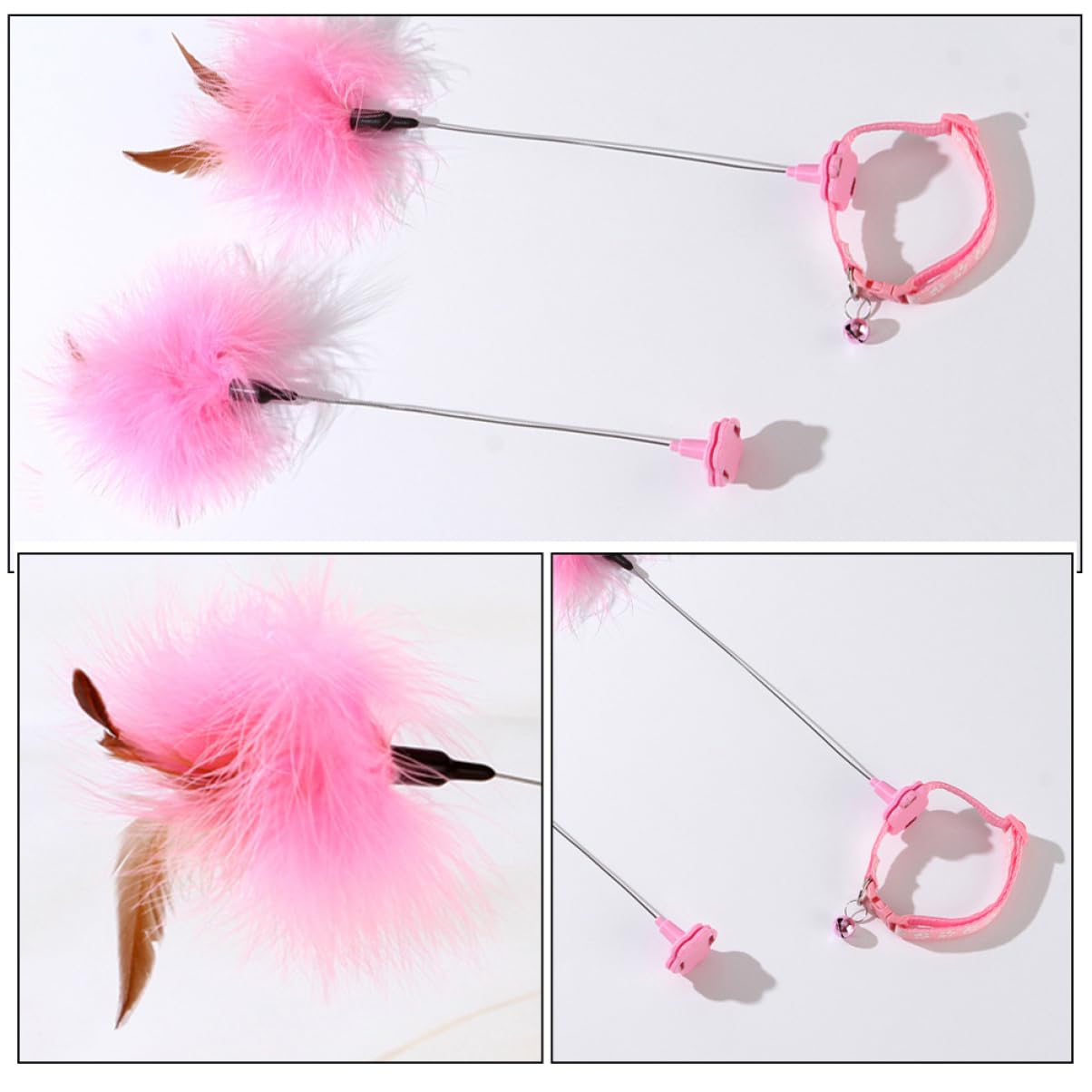DOITOOL 2pièces De Jeu Interactives pour Chats De Jouets Plume Stimule Instinct De Chasse Accessoires Amusants pour Chats Intérieur Matériaux Sûrs Et