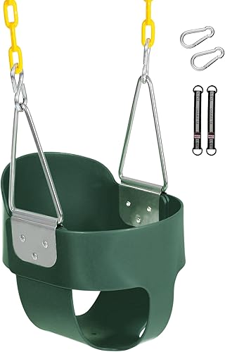 asiento de columpio para niños pequeños con cadenas recubiertas, columpio de respaldo alto para niños con correas para árbol y ganchos para