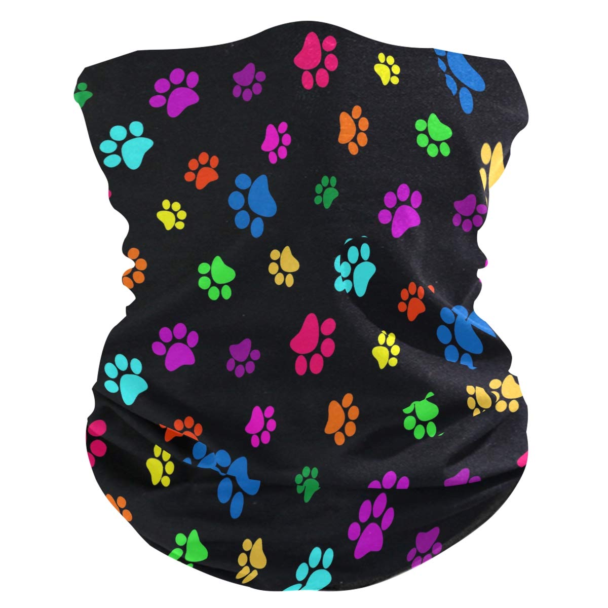 Rainbow Animal Dog Paw Print Face Sun Dust Mask Neck Gaiter Multifunctional Magic Scarf Seamless Bandana Headbands for Outdoor Festivals Sports