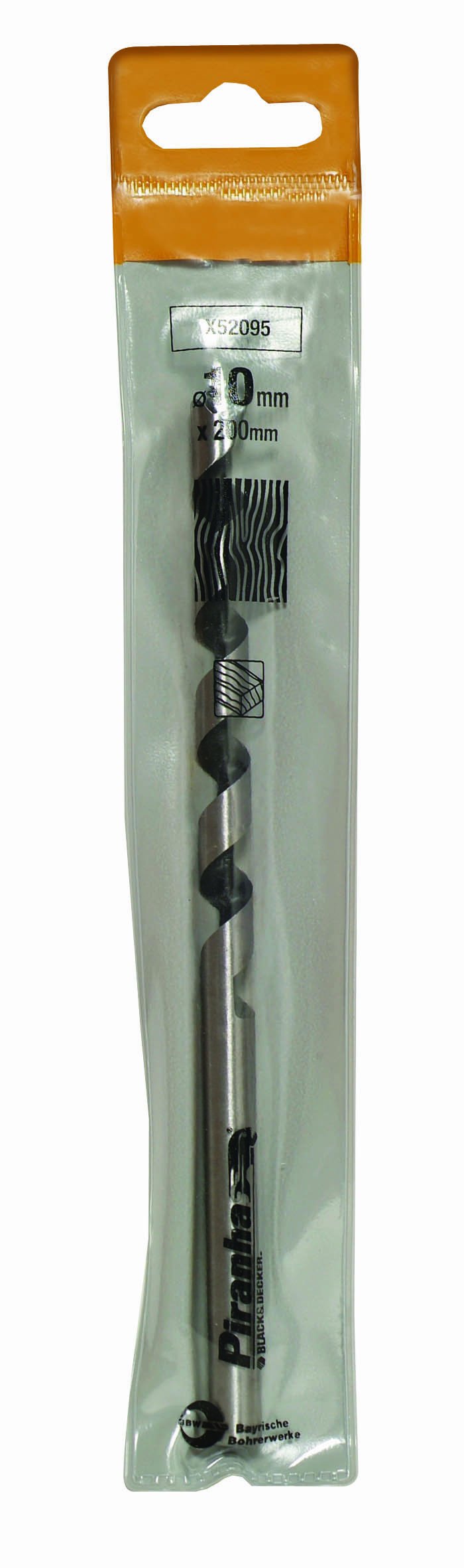 Black+Decker Black Piranha Auger Drill Bit, 10 X 200 Mm