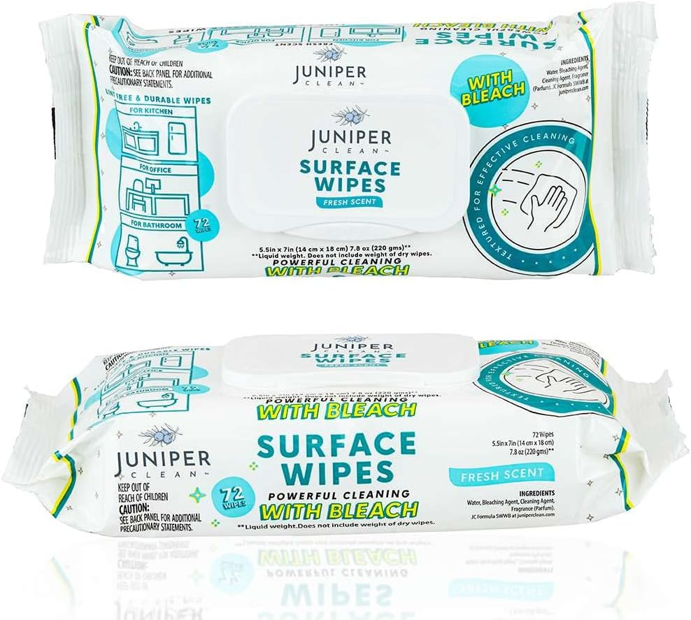 Juniper CLEAN 1 Pack Surface Wipes with Bleach, AllPurpose Cleaner for Bathroom