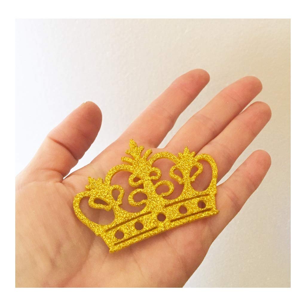 Extra Small Glitter Crown Decoration, EVA Foam, 10 Pieces (Gold)