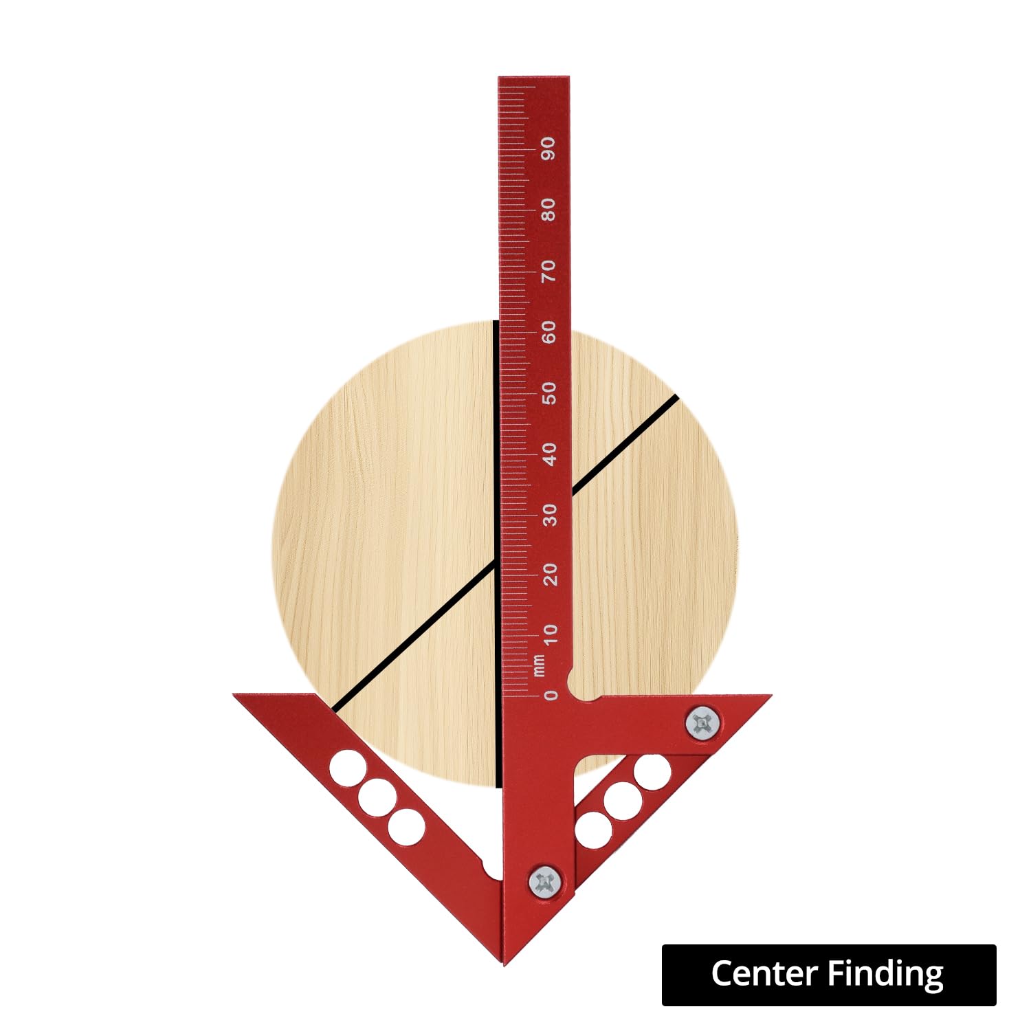 QWORK® Center Finder Angolo di centraggio 45/90 gradi con scala da 105 mm, strumento di misurazione di precisione in lega di alluminio per linee centrali e angoli esatti