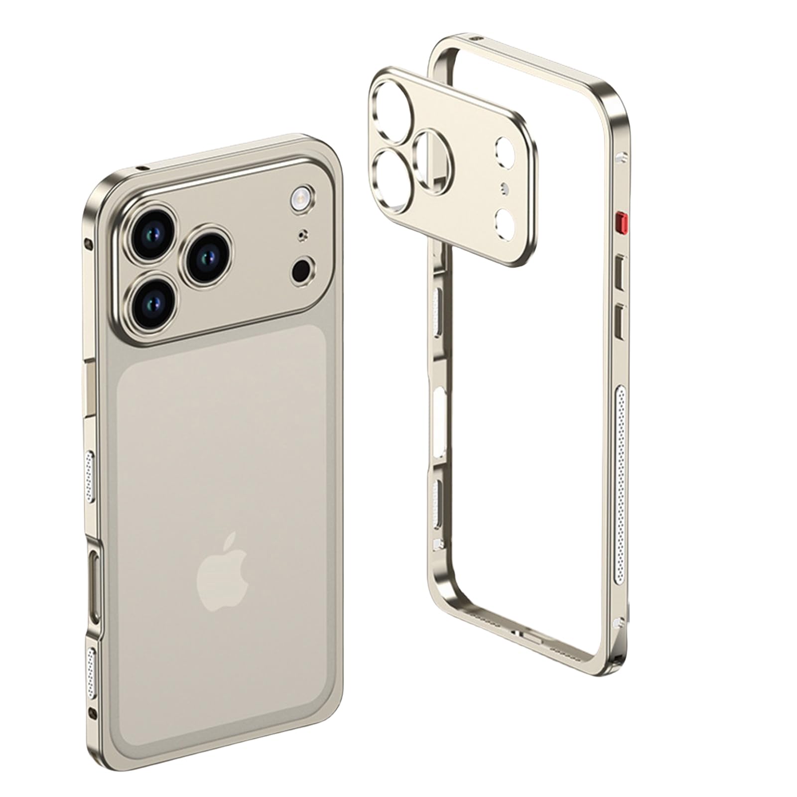 Etui na iPhone'a 17 Pro, elegancka minimalistyczna metalowa ramka, miękka TPU wewnętrzna osłona obiektywu aparatu, ochrona podwyższonej krawędzi, zakłócenia zerowego sygnału, szare