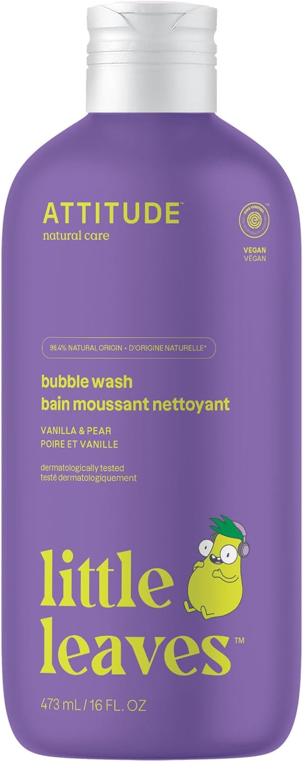 ATTITUDE Bubble Wash for Kids, EWG Verified Bubble Bath, Hair Shampoo